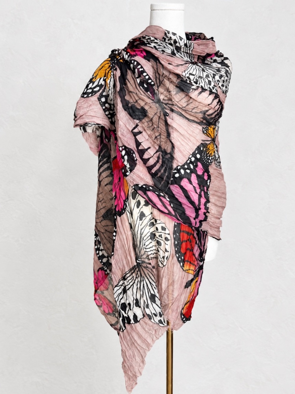 Light Pink Butterfly Print Scarf - Women's Accessory